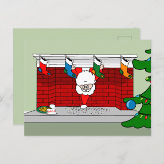 Santa Down de Chimney Briefkaart