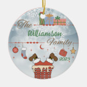 Santa Down de Chimney Keramisch Ornament (Voorkant)