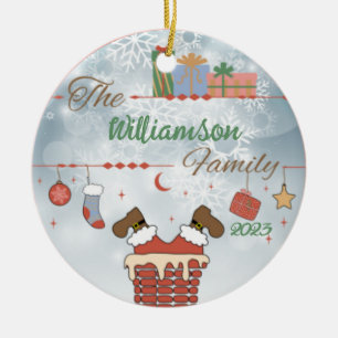 Santa Down de Chimney Keramisch Ornament