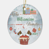 Santa Down de Chimney Keramisch Ornament (Links)