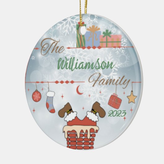 Santa Down de Chimney Keramisch Ornament (Links)