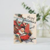 Santa Down de schoorsteen Oomph Feestdagenkaart (Staand voorkant)