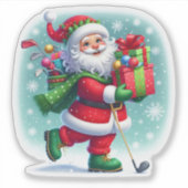 Santa draagt met vreugde cadeaus en clubs sticker (Voorkant)