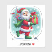 Santa draagt met vreugde cadeaus en clubs sticker (Vel)