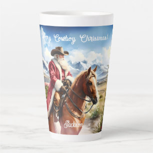 Santa Dragen Cowboy Pet en Paardrijden Latte Mok