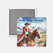 Santa Dragen Cowboy Pet en Paardrijden Magneet (Voorkant / Achterkant)