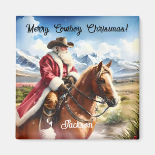 Santa Dragen Cowboy Pet en Paardrijden Magneet