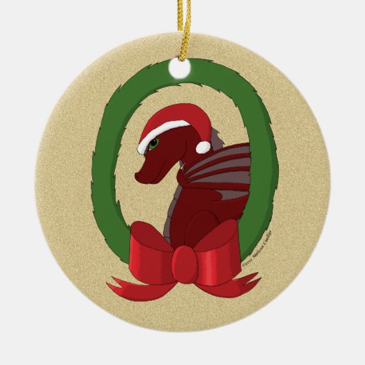 Santa Dragon Keramisch Ornament (Voorkant)