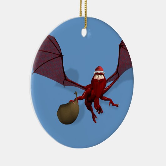 Santa Dragon Keramisch Ornament (Rechts)