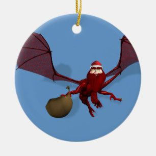 Santa Dragon Keramisch Ornament