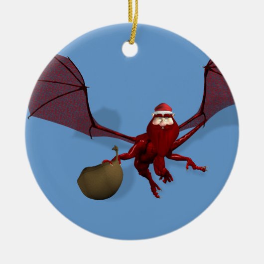 Santa Dragon Keramisch Ornament (Voorkant)
