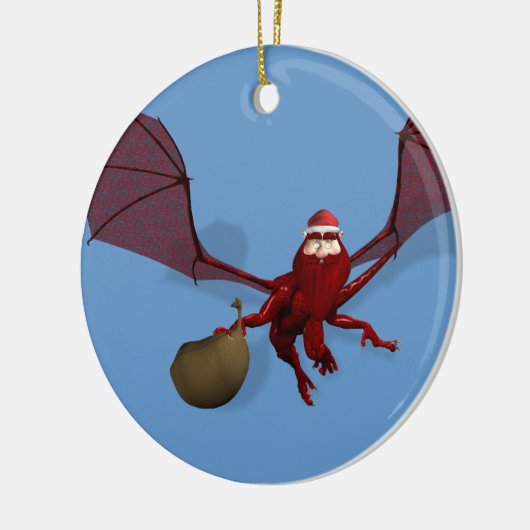 Santa Dragon Keramisch Ornament (Links)