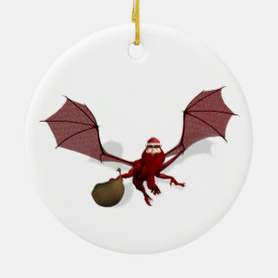 Santa Dragon Keramisch Ornament