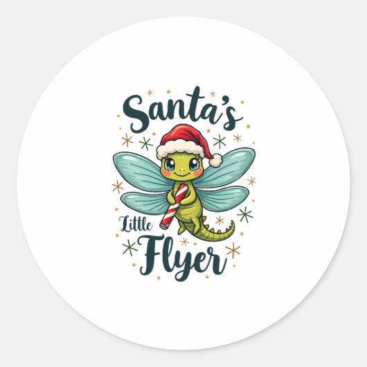 Santa Dragonfly Ronde Sticker (Voorkant)