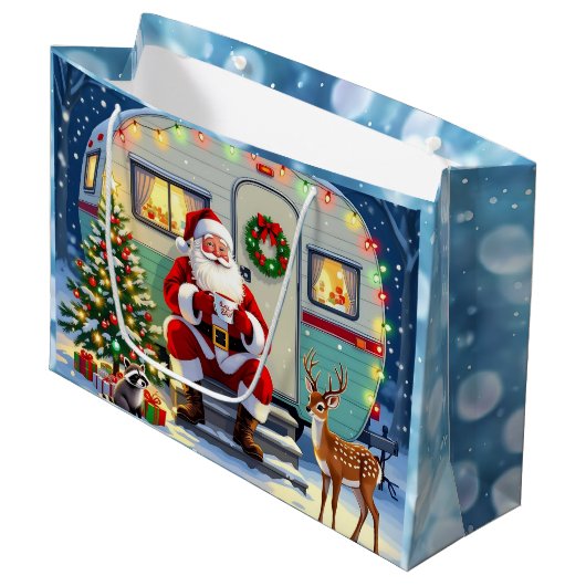 Santa Drinking Hot Cocoa outside his RV Christmas Groot Cadeauzakje (Voorkant Gekanteld)