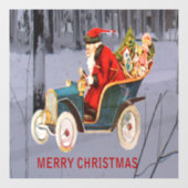  Santa Driving Moderne sneeuwscène 8x8 Vinyl Raamsticker (Vel)