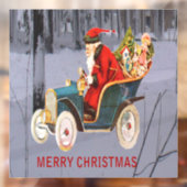  Santa Driving Moderne sneeuwscène 8x8 Vinyl Raamsticker (Vel 2)