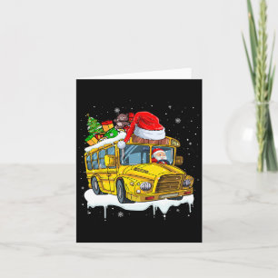 Santa Driving School Bus Kerstboom Kleurrijke Kost Kaart