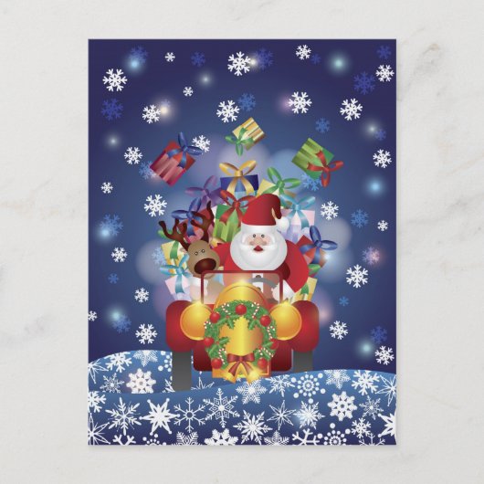 Santa Driving Vintage Car Briefkaart (Voorkant)