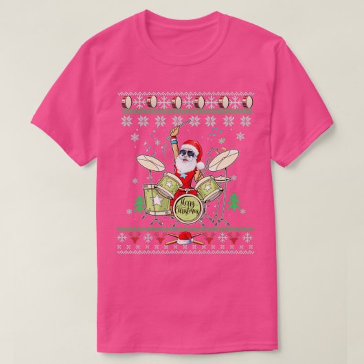 Santa Drummer Ugly Kerstdrums T-shirt (Design voorkant)