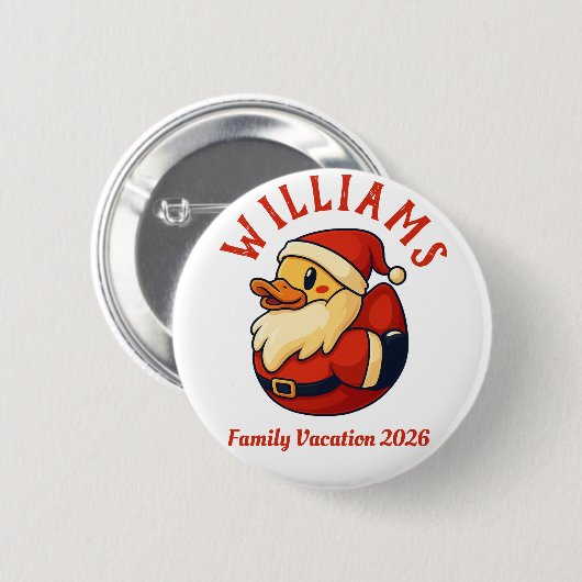 Santa Duck Cartoon - Grappige Kerst Rubber Eend Ronde Button 5,7 Cm (Voorkant /achterkant)