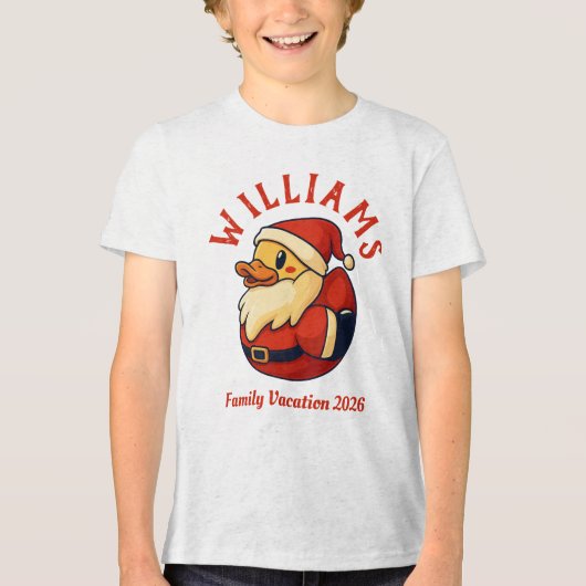 Santa Duck Cartoon - Grappige Kerst Rubber Eend Tri-Blend Shirt (Voorkant)