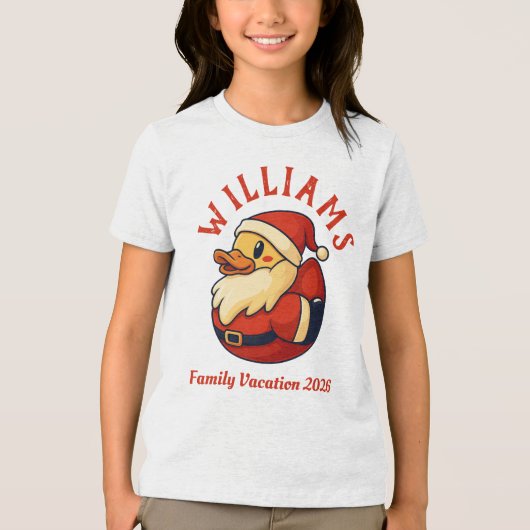 Santa Duck Cartoon - Grappige Kerst Rubber Eend Tri-Blend Shirt (Voorkant)