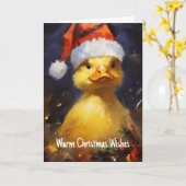 Santa Duck Kerst Kaart (Gele Bloem)