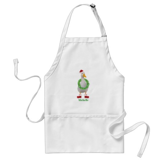 Santa Duck Personalized Adult Apron Standaard Schort (Voorkant)
