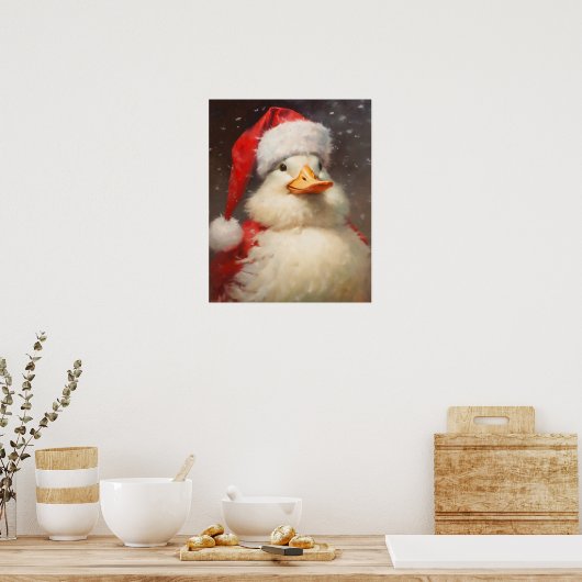 Santa Duck  Portret Victoriaans Dier Poster (Keuken)