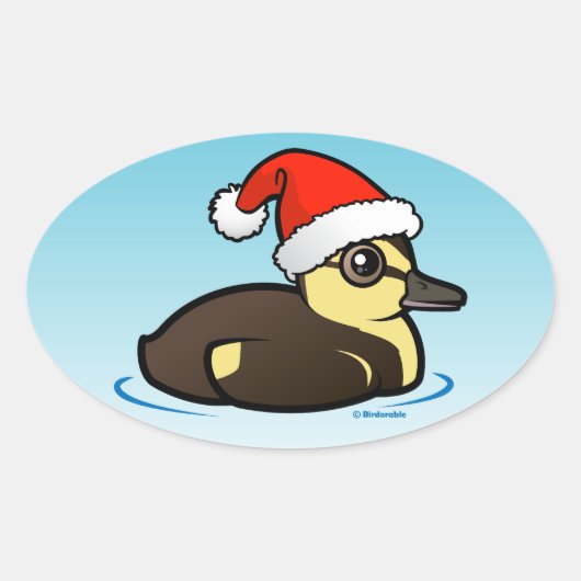 Santa Duckling Ovale Sticker (Voorkant)