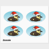 Santa Duckling Ovale Sticker (Vel)