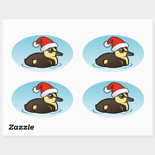 Santa Duckling Ovale Sticker (Vel)