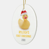 Santa Ducky Babys Eerste Kerstfeest Keramisch Ornament (Links)