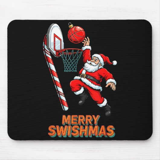 Santa Dunking Merry Swishmas Basketball Christmas Muismat (Voorkant)