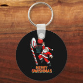 Santa Dunking Merry Swishmas Basketball Christmas  Sleutelhanger (Voorkant)