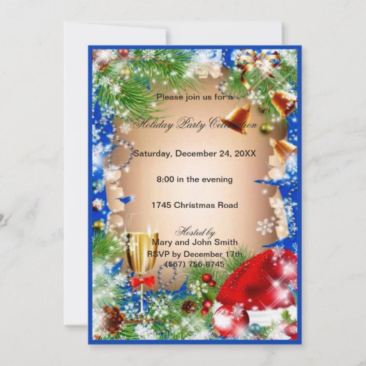 Santa Eat Drink Be Merry Christmas Party Invite Kaart (Voorkant)