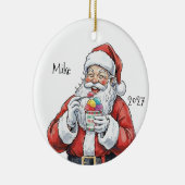Santa eating Italian Water Ice Ceramic Ornament (Rechts)