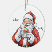 Santa eating Italian Water Ice Ceramic Ornament (Links)