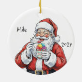 Santa eating Italian Water Ice Ceramic Ornament (Achterkant)