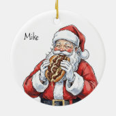 Santa eating Philly Cheesesteak Ceramic Ornament (Achterkant)