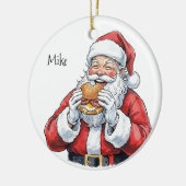 Santa eating Pork Roll Ceramic Ornament (Links)