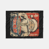 Santa Eating Ramen Noodles Ukiyo-e Insred Christma Fleece Deken (Voorkant (Horizontaal))