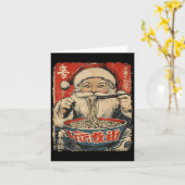 Santa Eating Ramen Noodles Ukiyo-e Insred Christma Kaart (Gele Bloem)