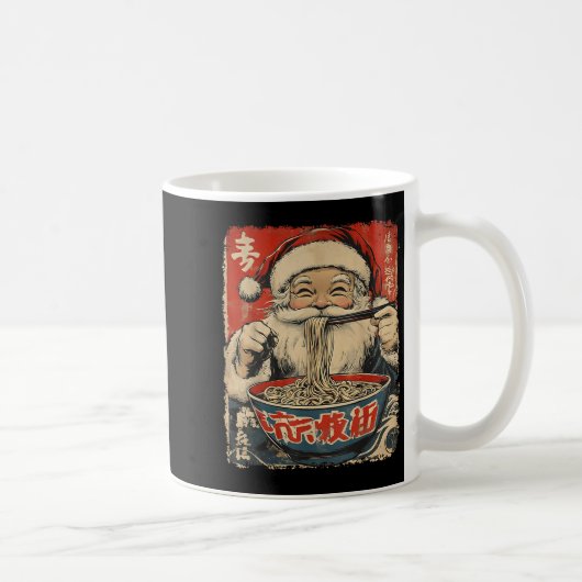 Santa Eating Ramen Noodles Ukiyo-e Insred Christma Koffiemok (Rechts)