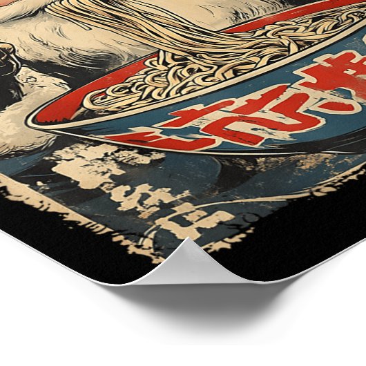 Santa Eating Ramen Noodles Ukiyo-e Insred Christma Poster (Hoek)