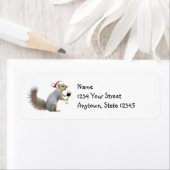 Santa Eekhoorn met Wijn Adresetiketten Etiket (Insitu)