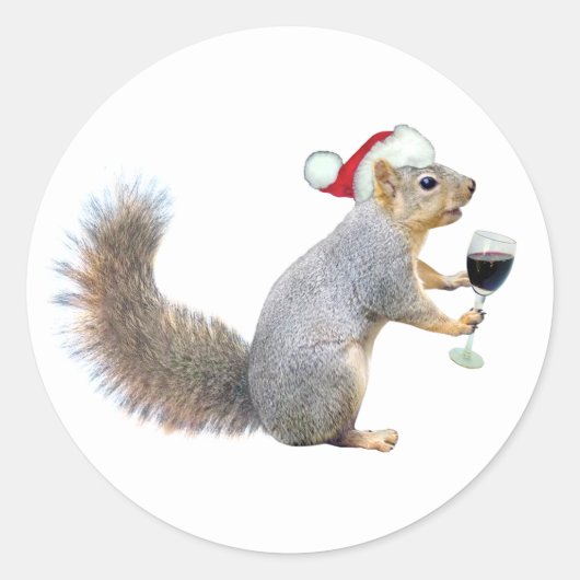 Santa eekhoorn met wijn Sticker (Voorkant)
