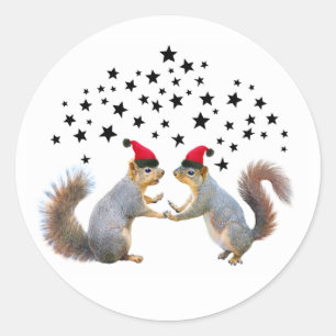 Santa Eekhoorns met Sterren Stickers