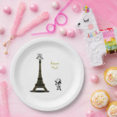 Santa Eiffel Tower Paris Kerstpapier Borden Papieren Bordje (Feest)